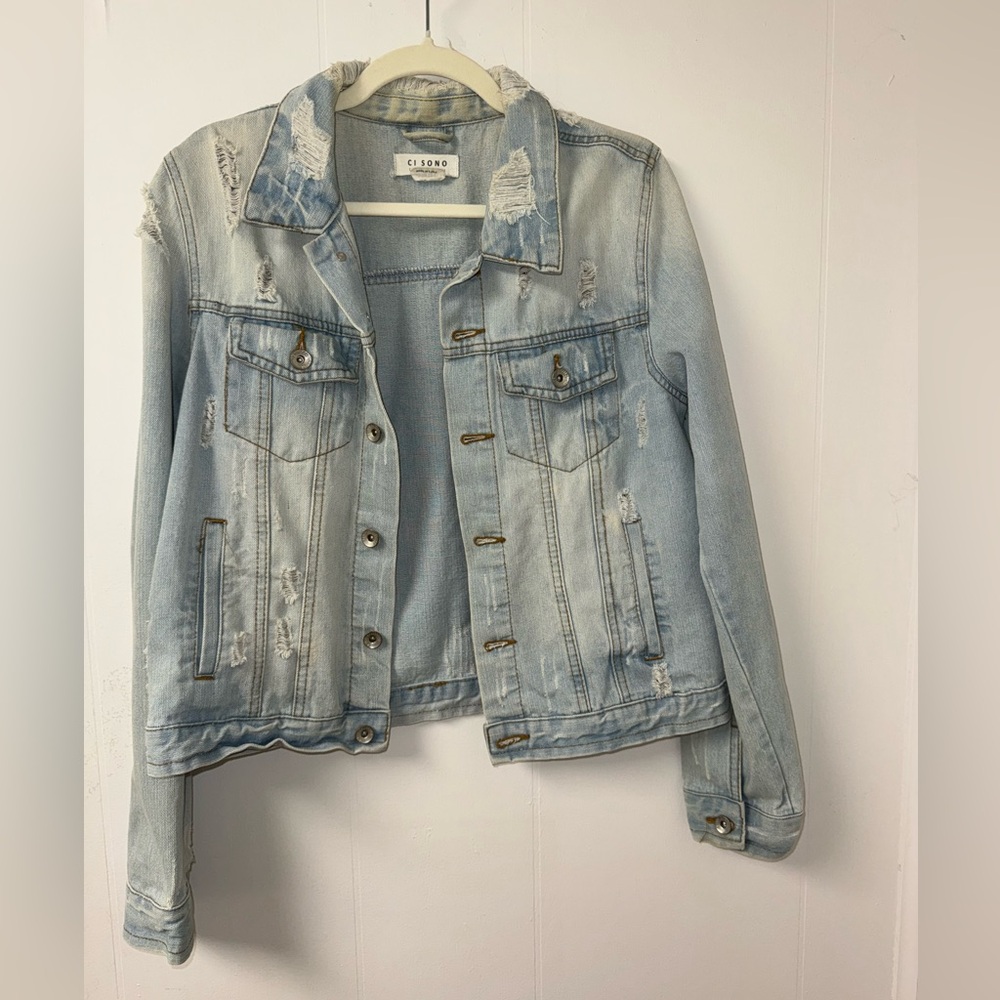 Faded Blue Distressed Jean Jacket